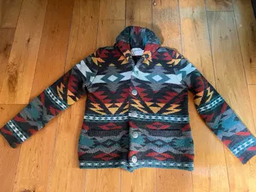 남성용 오르테가 무늬 니트 사이즈 M 울 혼방 원단 도톰