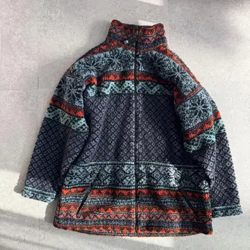 새상품급 90s USA제 헬리한센 플리스 올 패턴