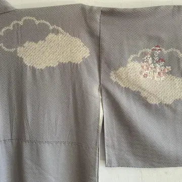 츠케사게 자수 문양 연보라 구름과 꽃 자수