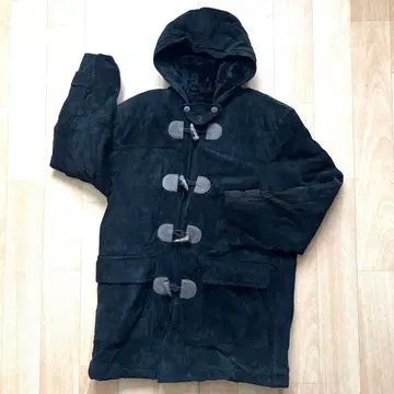 천연 가죽 스웨이드 더플 코트