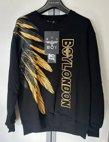 BOY LONDON 깃털 그래픽 맨투맨 M 블랙