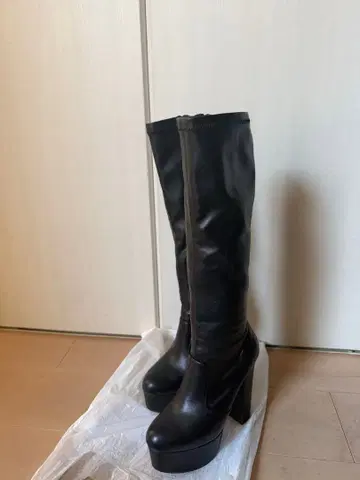 블랙 롱 부츠 하이힐 플랫폼