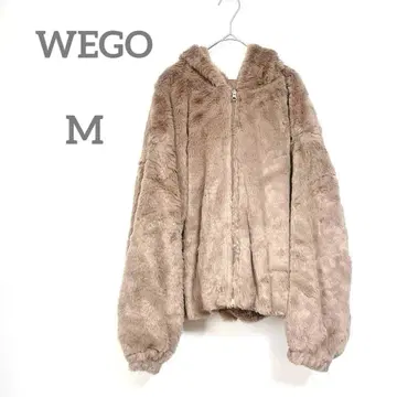 위고 보아 자켓 M 베이지 후드 부착 긴팔 복슬복슬 페미닌