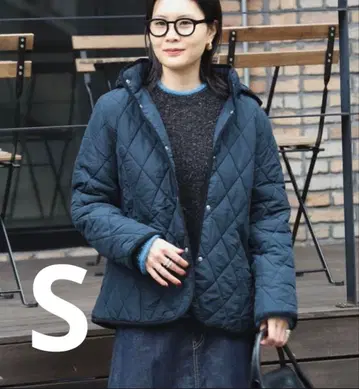 BEAMS HEART 24AW 네이비 퀼팅 코트 S