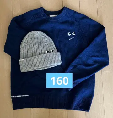 유니클로 안야 힌드마치 160 파랑 스웨터 비니