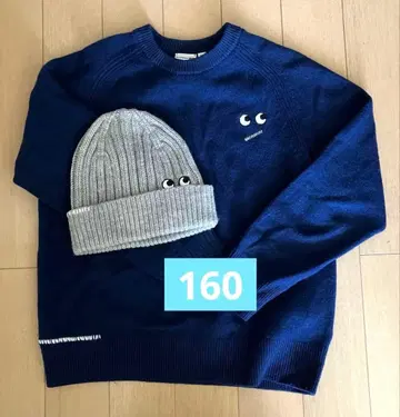 유니클로 안야 힌드마치 160 파랑 스웨터 비니