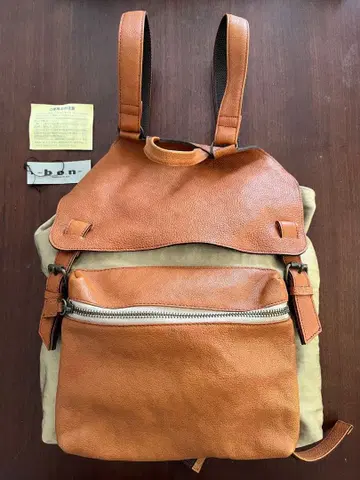 b.o.n 가죽 캔버스 백팩