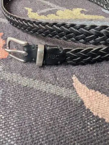 HBC 블랙 뜨개질 가죽 벨트 MADE IN ENGLAND