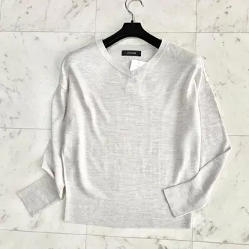 새상품 UNTITLED 니트 티셔츠 양모 실크 캐시미어 XS 그레이