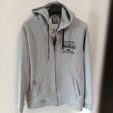 Norton 노튼 후드 부착 집업 후드티 그레이 자수