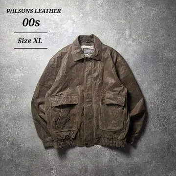 00sWILSONSLEATHER 가죽 자켓 A-2형 맵 프린트 페이드