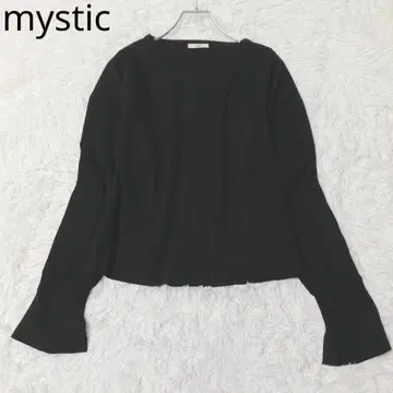 미스틱 긴팔 블라우스 플레어 슬리브 심플 블랙 F