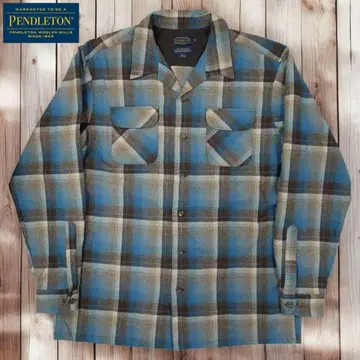 11M421 PENDLETON 옴브레 체크 오픈 카라 울 보드 셔츠