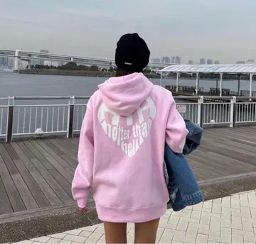 HTH 로고 후디 후드티 핑크 L 사이즈