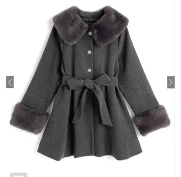 GRL 퍼 티펫&리본 벨트 비쥬 버튼 코트 kz697