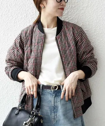 SHIPS any: 퀼팅 체크 바시티 블루종