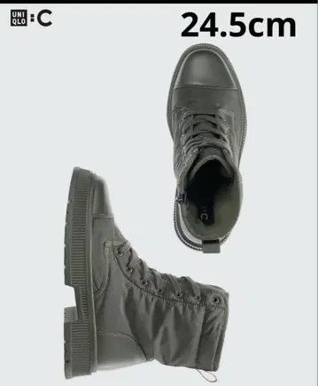 UNIQLOC 패디드 레이스업 부츠 새상품 올리브 24.5cm