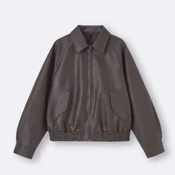 인조 가죽 탄력 해링턴 자켓 다크 브라운