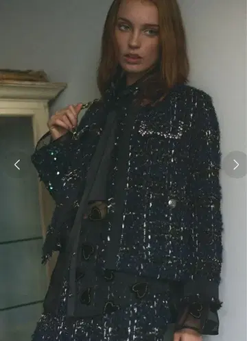 새상품 택 포함 비쥬 라인 트위드 자켓