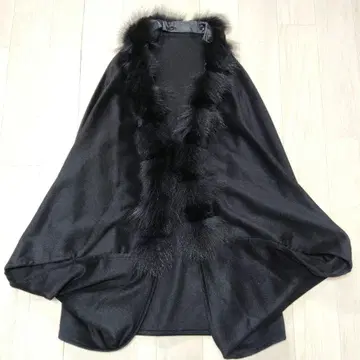 린넨 퍼 판초 2way 변형 폭스 토끼 새상품급 블랙 M~L