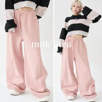 택 포함 새상품 다리치 샤이니 배럴 스웨트 팬츠 핑크