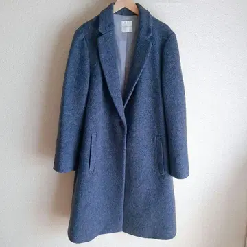 KUMIKYOKU 부클 울 체스터 코트 블루 그레이 쿠미쿄쿠 빅 사이즈