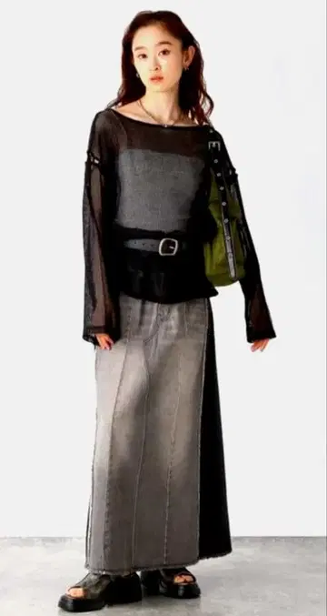 JEANASIS 리메이크 데님 롱 스커트