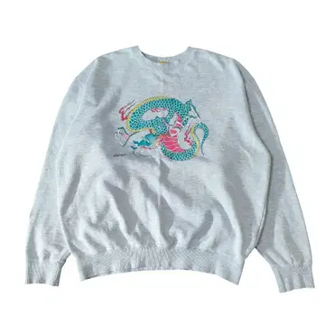 자닙 드래곤 프린트 쭈리 맨투맨 3L 그레이