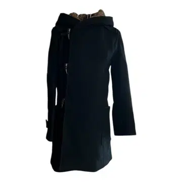 더플 코트 M 블랙 후드 부착 퍼 울