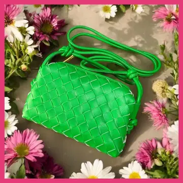 그린 숄더백 천연 가죽 인트레차트 한국 뜨개질 백 통학 외출