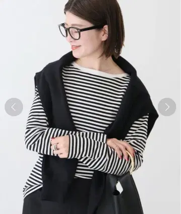 스픽 앤 스팬 GIZACOTTON 보더 롱 T 블랙