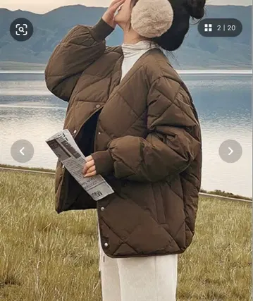 노카라 퀼팅 다운 자켓