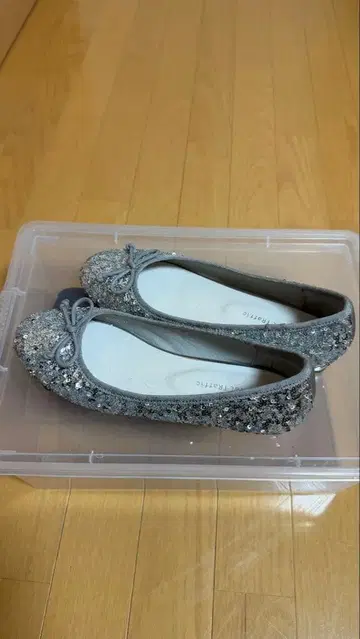 그레이 스팽글 발레 슈즈