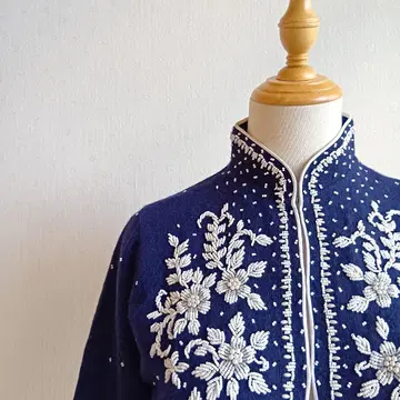 비즈 자수 가디건 자켓 꽃