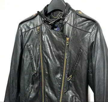 싱글 라이더 자켓 블랙 가죽 GAP