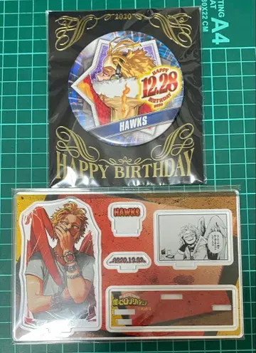 미개봉 새상품 호크스 원작 벌스데이 캔뱃지 아크릴 스탠드 2개 세트