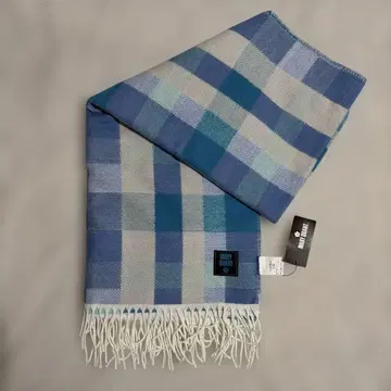 MARY QUANT 마리퀀트 블루 계열 체크 무늬 스톨 머플러