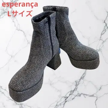 새상품급 에스페란자 통굽 락모리 글리터 힐 스트레치 숏부츠