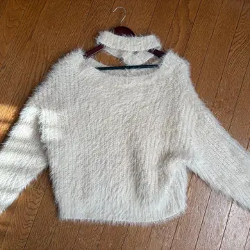 gyda 2WAY 샤기 초커 니트탑