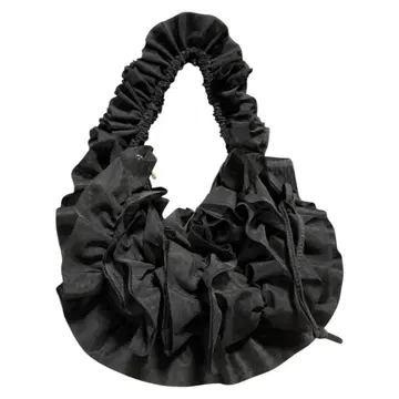 프릴 디자인 블랙 숄더백