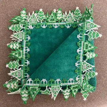 치카자와 레이스 손수건 스위트 홈 그린