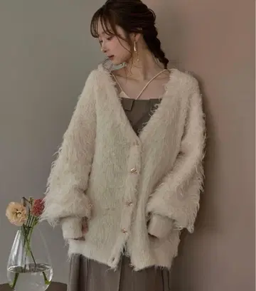 mideal 뉴앙스 버튼 샤기 가디건 택 포함 미사용 새상품