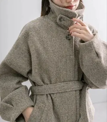 mystic 스탠 칼라 롱 코트 브라운 사이즈 2