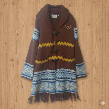 록시 롱 니트 가디건 코위찬 니트 울 100% 브라운 M