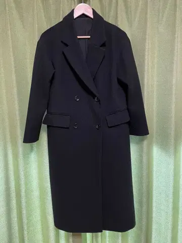 GU 더블 브레스트 롱 코트 S 블랙