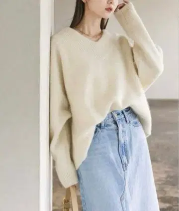 noble YAK 와이드 V넥 니트