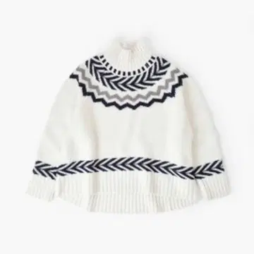 CINOH 메리노울 센티페탈 패턴 오버 사이즈 하이넥 니트