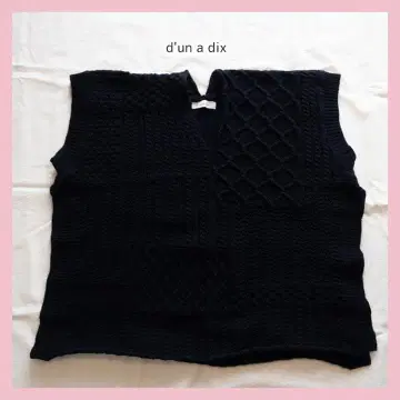 d'un a dix 아란 니트 베스트 블랙 블랙
