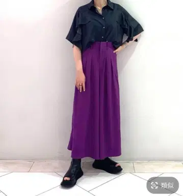 JEANASIS 지나시스 새틴 자수 플레어 팬츠 퍼플