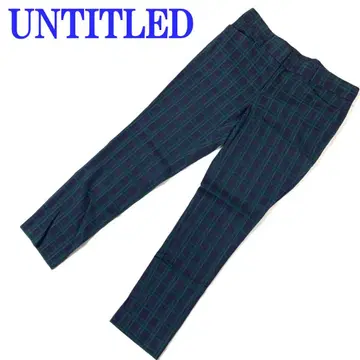 언타이틀 슬랙스 팬츠 체크 무늬 그린 코튼 2 C4840